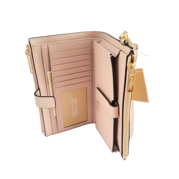 Michael Kors Jet Set Travel Large Double Zip Wristlet Clutch Powder Blush Ombre - Picture 7 of 7